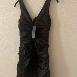 NEW BCBGMaxazria Silk Mini Black Dress with Bow